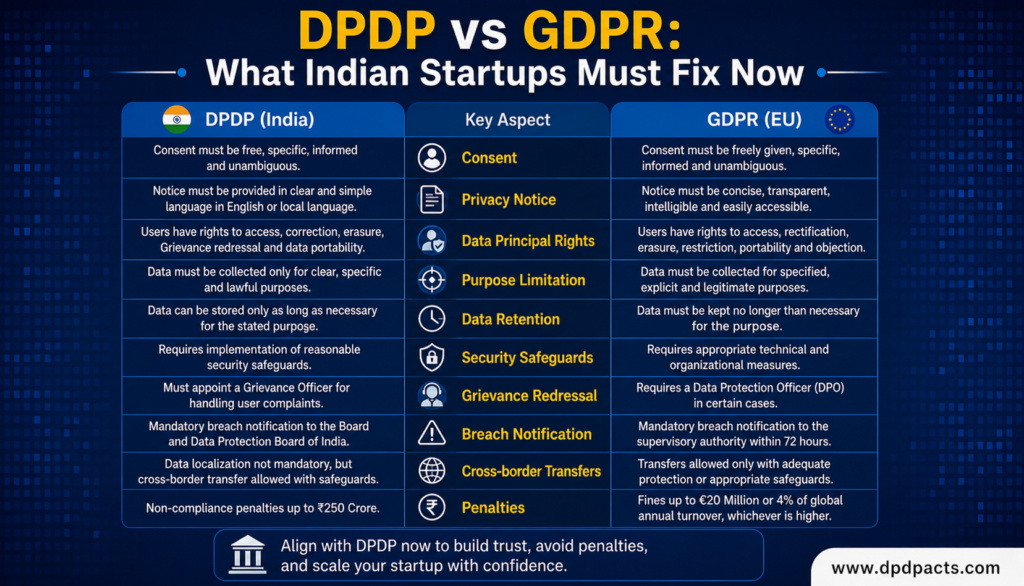 DPDP vs GDPR: What Indian Startups Must Fix Now